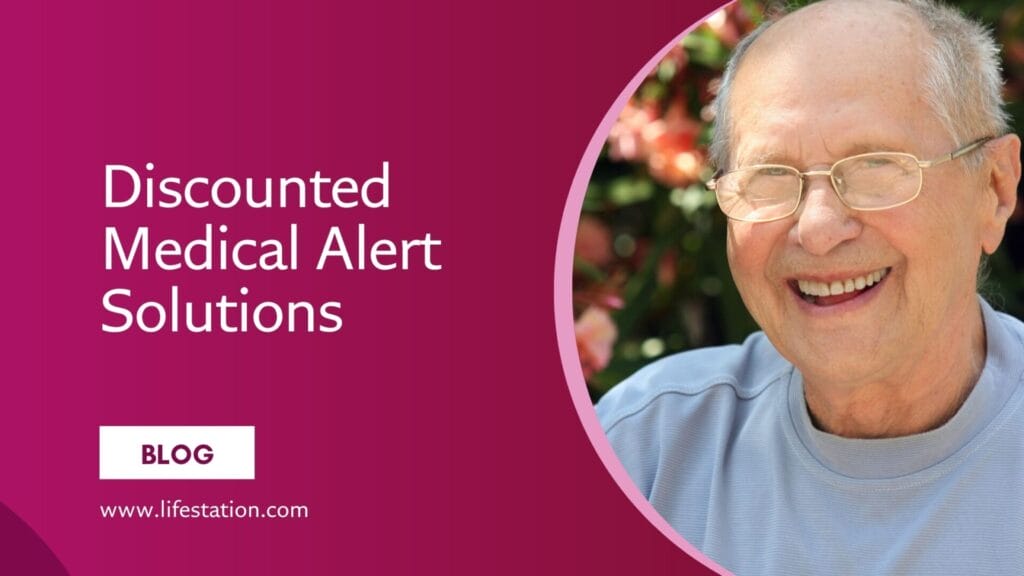 Smiling elderly man wearing glasses, highlighting the topic of discounted medical alert solutions.